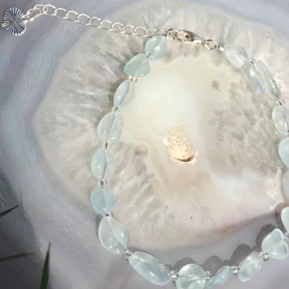 Aquamarine Freeform Bracelet - Chain Extender